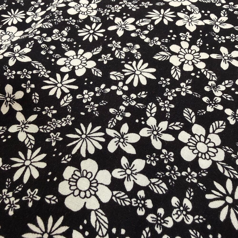 Vintage Black White Floral Daisy Rayon Midi Straight Skirt | Christopher & Banks - Picture 2 of 8